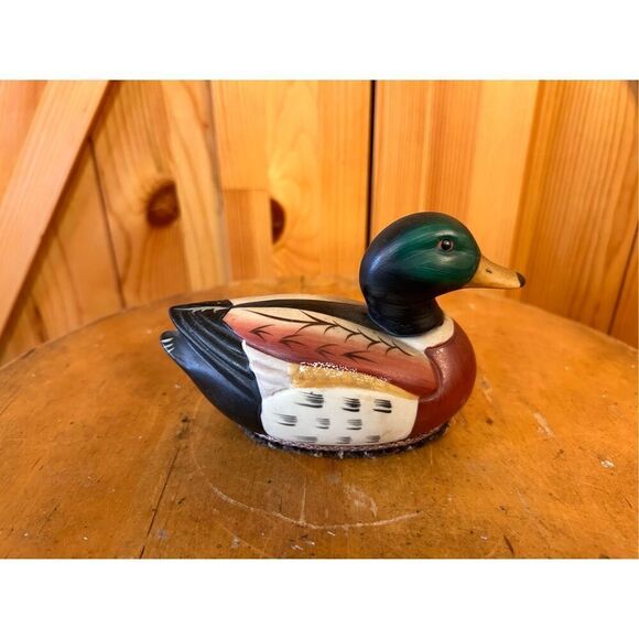 Vintage Jasco Porcelain Mallard Duck Lint Remover Decoy Patent Pending Figurine - Picture 1 of 7